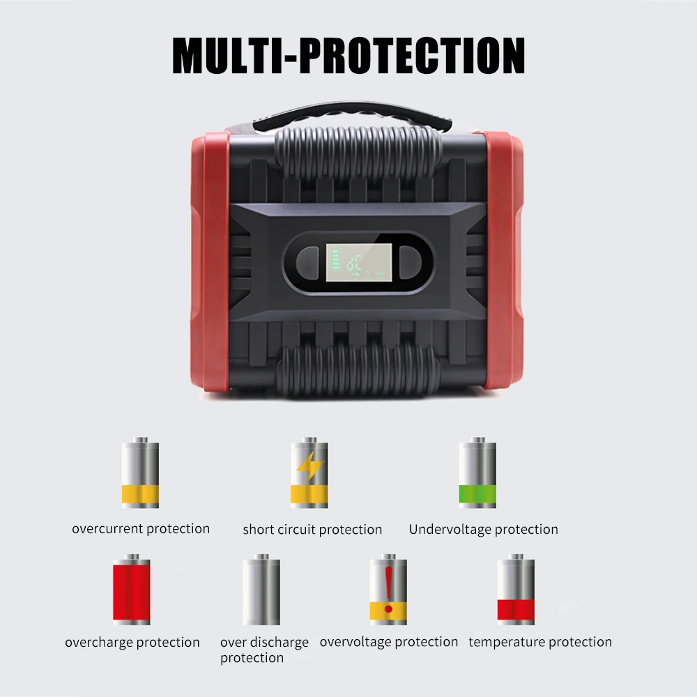 

200W Portable Power Supply Solar Generator 6000mAh Rechargeable Lithium Battery Emergency Power Station Outdoors Camping US Plug