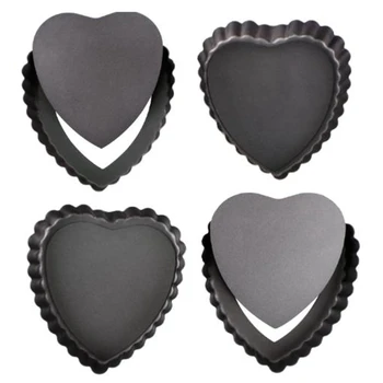 

4 Pcs Cake Pan,Heart-Shaped Cake Pans Baking Pans Baking Mould with Removable Bottom Heart-Shaped Quiche Pie Pan