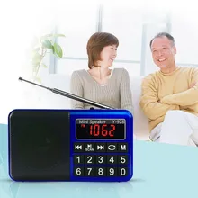 Цифровой перезаряжаемый портативный приемник с кнопкой динамика большой дисплей портативный музыкальный карманный USB AM FM радио