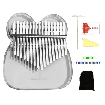 

17 Keys Kalimba Thumb Piano Transparent Acrylic Keyboard Instrument with Hammer for Beginners Children Kids Girl