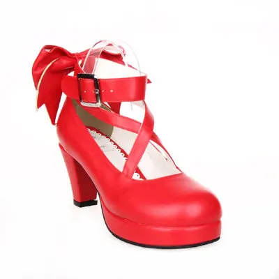 Kaname Madoka Puella Magi Madoka Magica/туфли-лодочки на платформе в стиле Лолиты туфли для косплея на высоком каблуке любой размер - Цвет: Red B
