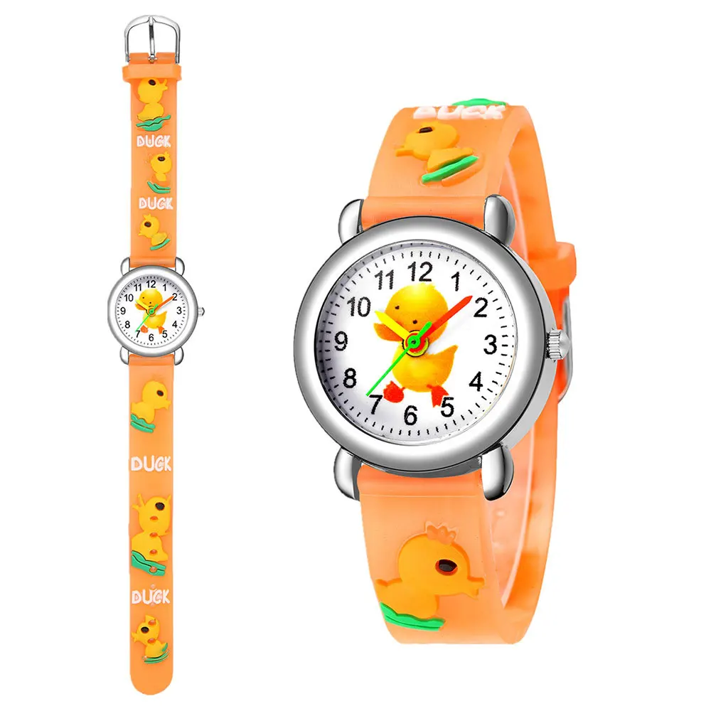 Girls Gift Wristwatch Quartz Yellow Sport Boys Kids Cartoon Fashion Children Casual 3D