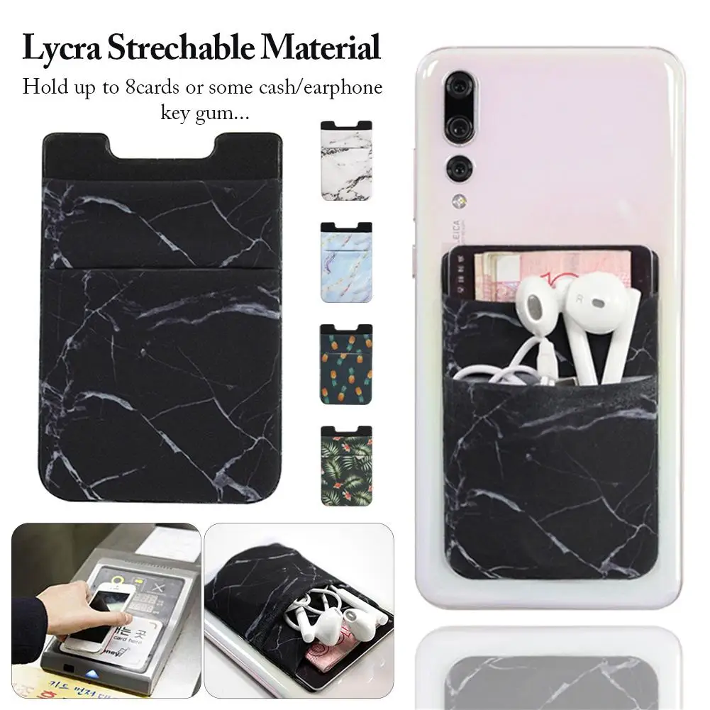 

Marble Pattern Card Holder Bag Money Holders Cell Phone Sticker Case For Student Card School Bus ID Bank Cards Protection Cover