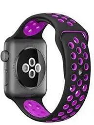 black purple Новое поступление резиновый спортивный ремешок для iwatch 4 3 2 1 ремешок для apple watch 42 мм 38 мм 40 мм 44 мм серия 5 - Цвет ремешка: black purple