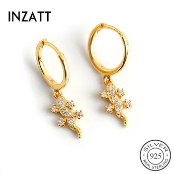 

INZATT Real 925 Sterling Silver Zircon Gecko Hoop Earrings For Fashion Women Party Minimalist Fine Jewelry Cute Accessories Gift