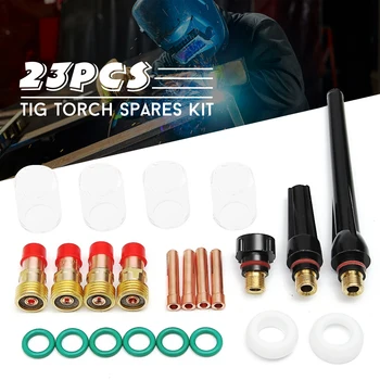

Brand New 23pcs/set New TIG Welding Torch Gas Lens #10 Pyrex Cup Kit For Tig WP-17/18/26 Torch Welding Accessories Hot Sale