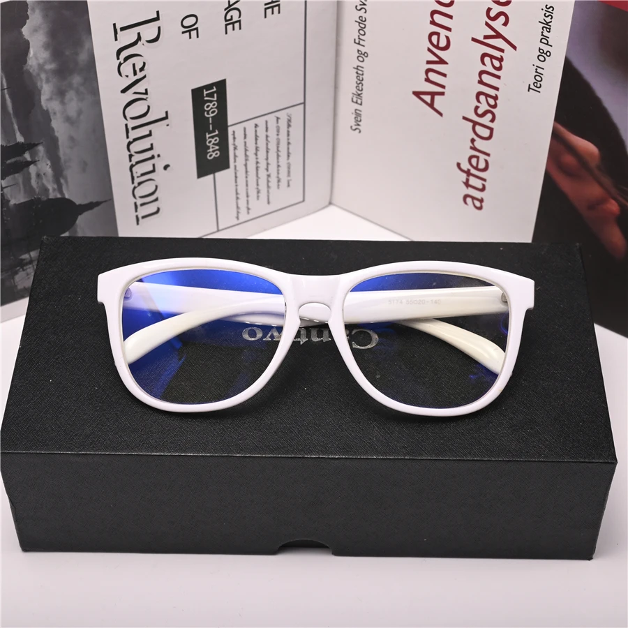 

Cubojue Computer Glasses Women Male White Pink Anti Blue Ray Eyeglasses Frames Female Narrow 135mm Spectacles Protect Eye