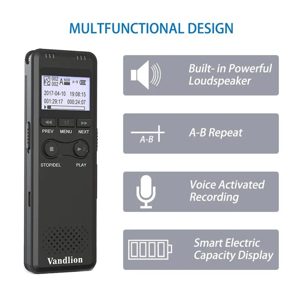 Цифровой диктофон Vandlion V30 портативный записывающее устройство с голосовой