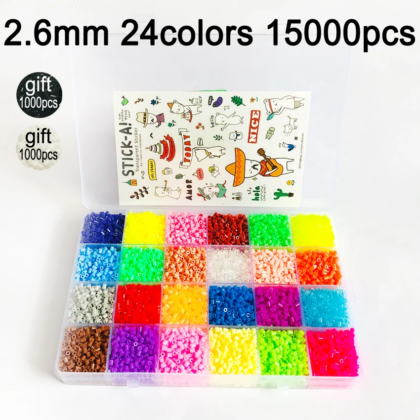 DOLLRYGA, 24 цвета, 23000 шт, коробка, 2,6 мм, Хама, набор бусин для обучения,, гарантия качества, перлер, предохранитель, бусины, сделай сам, игрушки, juguetes