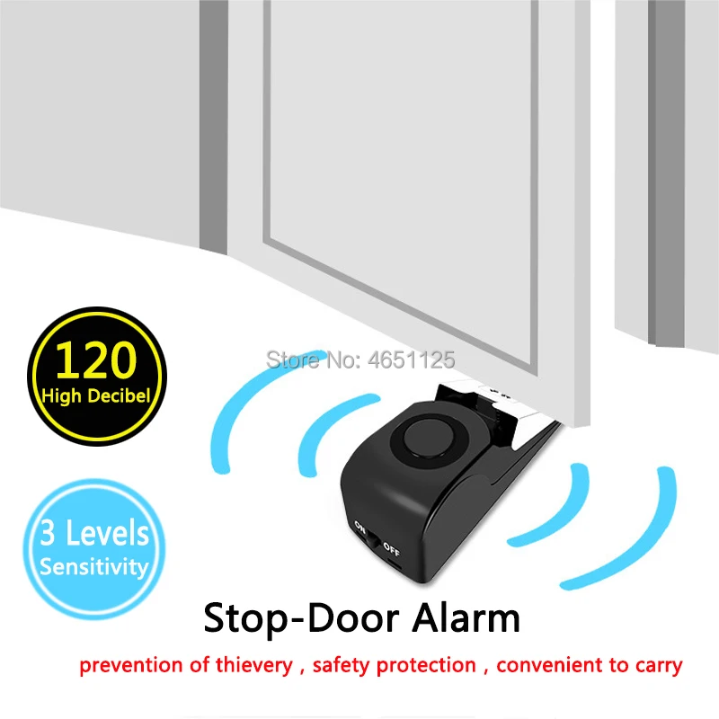 Mini portable Stop Door Alarm Vibration Alarms women Self-defense at home/on a trip Wedge Shaped Stopper Alert Security System |