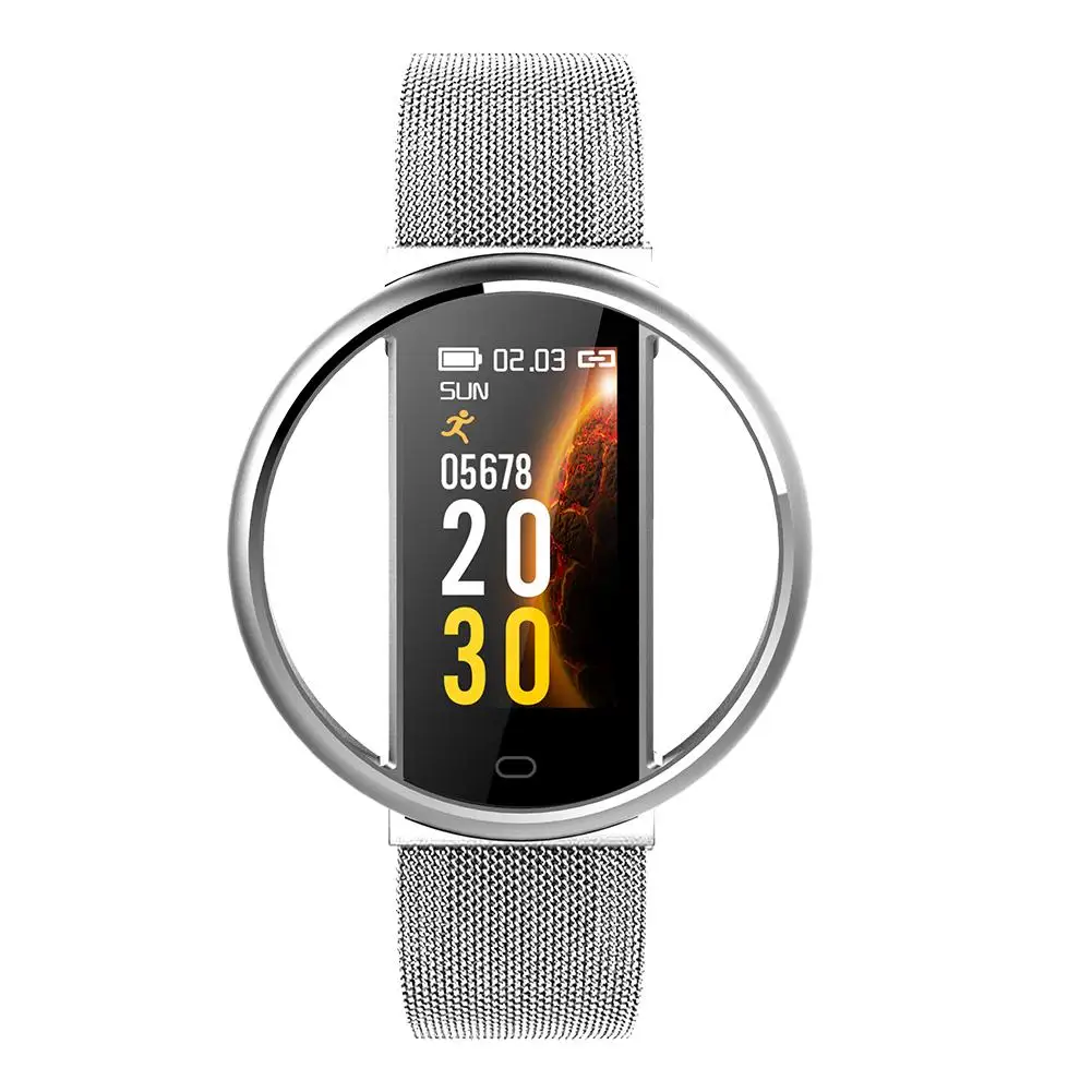Silver Metal Strap Смарт-браслет E99, мониторинг сердечного ритма и сна, информация о калорийном телефоне, напоминание, фитнес-браслет, спортивные часы - Color: Silver Metal Strap