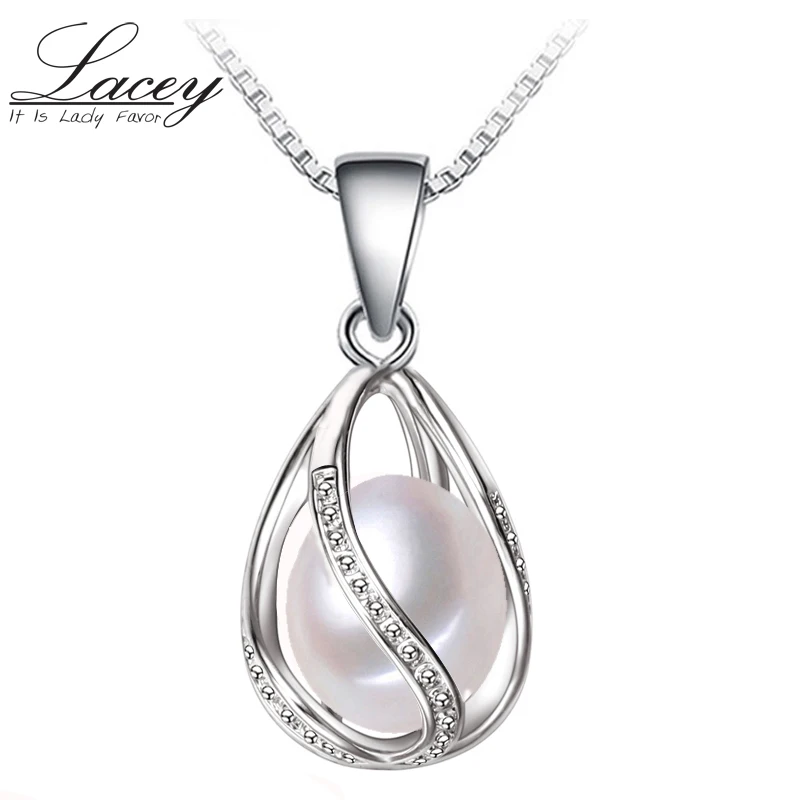 Fashion Freshwater Pearl Pendant Necklace,925 Sterling Silver Chain Necklace Cage Pendant Unique Designed Hot Gift