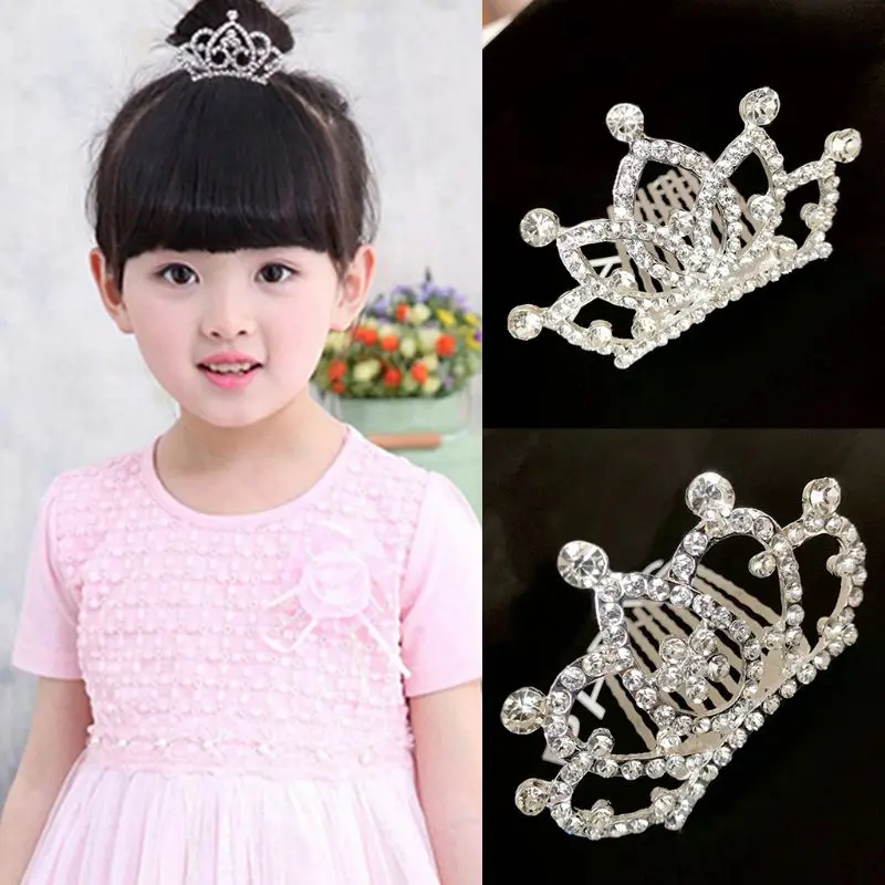 Детская одежда для девочек мини тиара расческа волос со стразами корона заколка
