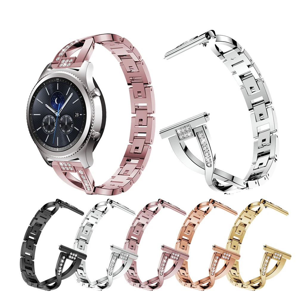 

Сменный Браслет 22 мм для Samsung Gear S3, женские ремешки со стразами для Samsung Galaxy Watch Active 46 мм