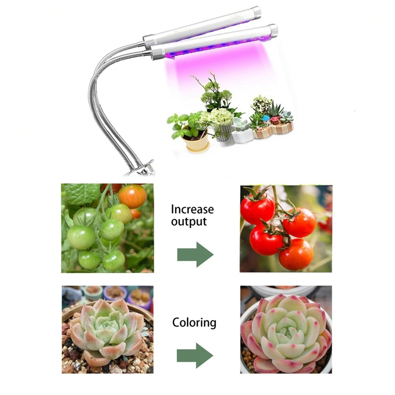 Promotion! 100PCS LED Plant Growth Lamp 30W USB Double-Headed Plant Lamp Full Spectrum for Indoor Flower Plant Tent Lamps
