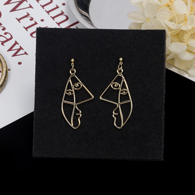 Fashion Abstract Hollow Face Palm Drop Earrings For Women Gold/Silver color Metal Style Dangle Earring Girls Jewelry