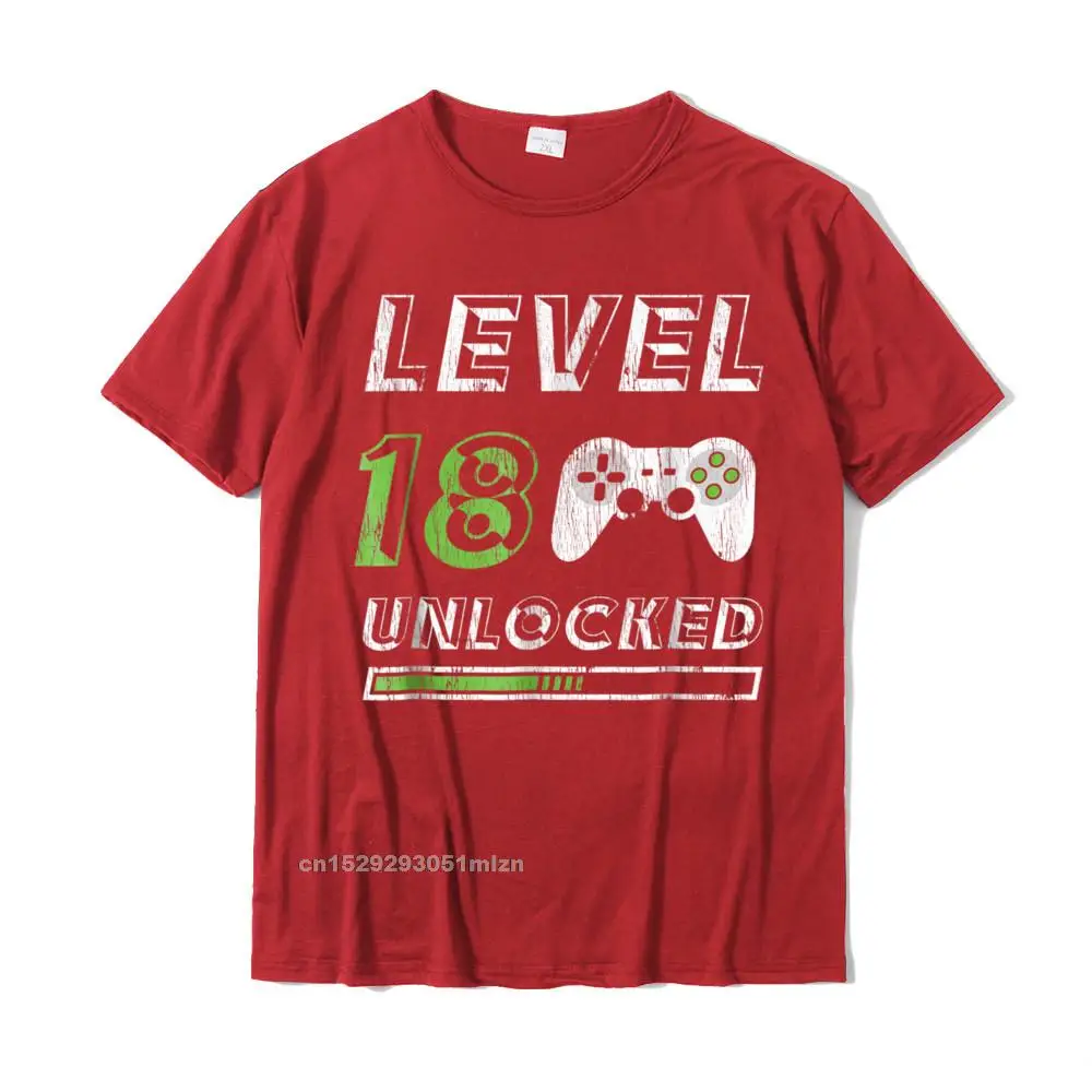  Men Top T-shirts Casual Cool Tops Shirts Cotton Fabric O Neck Short Sleeve Custom Tshirts Autumn Top Quality Level 18 Unlocked - 18 Year Old Gamer Funny Birthday T-Shirt__3746 red