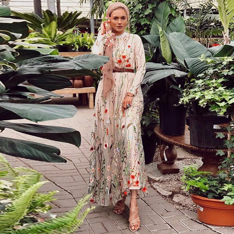 

Embroidery Abaya Dubai Turkish Dresses Hijab Muslim Dress Abayas For Women Dubai Caftan Kaftan Islamic Clothing Tesettur Elbise