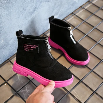

Mudipanda 2019 winter new children's boots girls black fashion single boots Boys and girls boots Princess fashion boots