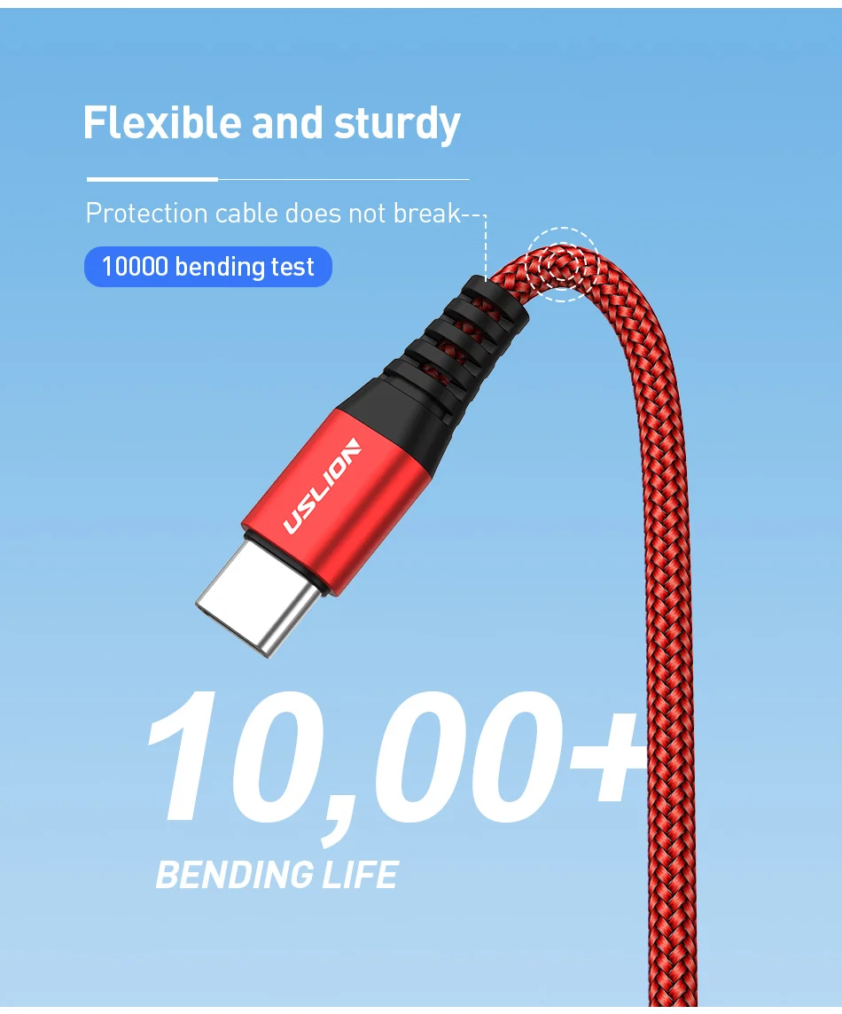 USLION 3A Micro USB быстрый заряд кабеля USB кабель для передачи данных провод для Samsung Xiaomi Redmi Note 4 5 Android кабель Microusb Быстрая зарядка