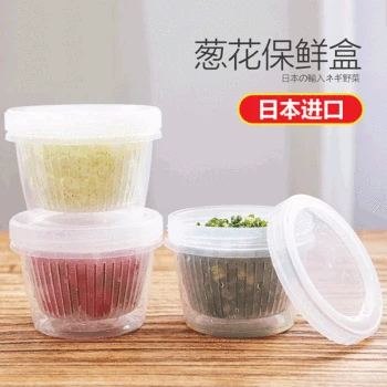 

Japanese Style Popular Kitchen Chopped Green Onion Ginger and Garlic Freshness Box Refrigerator Water Draining Freshness Storage