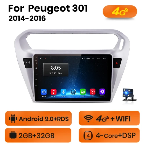AWESAFE для peugeot 301 Citroen Elysee автомобильный Радио Мультимедиа Видео плеер gps Нет 2din 2 din Android 8,1 2 ГБ+ 32 ГБ - Цвет: 4G-WIFI  (2GB-32GB)