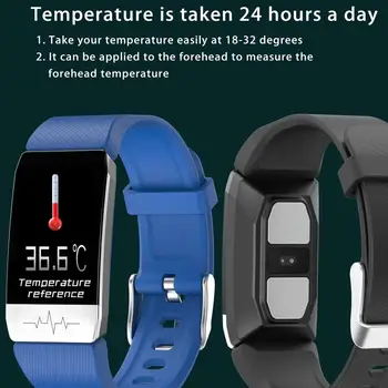 

T1 Fitness Tracker Bracelet Body Temperature ECG Smart Bracelet Heart Rate Monitor Immunity Smart Watch Music Control Sport Band
