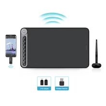 Huion q620m gráfico tablet sem fio 8192 níveis de desenho pressão digital caneta tablet com dial 8 teclas imprensa suporte android
