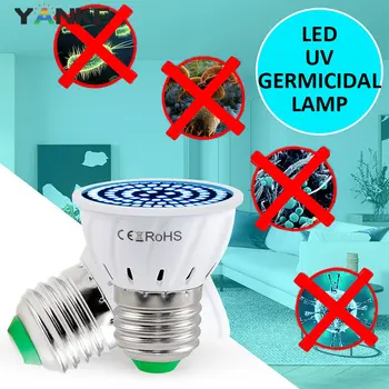 

E27 UV Desinfection Lamp E14 LED Sterilizer Lamp MR16 LED UVC Germicidal Bulb GU10 Ultraviolet Light 220V 48 60 LED Amuchina B22