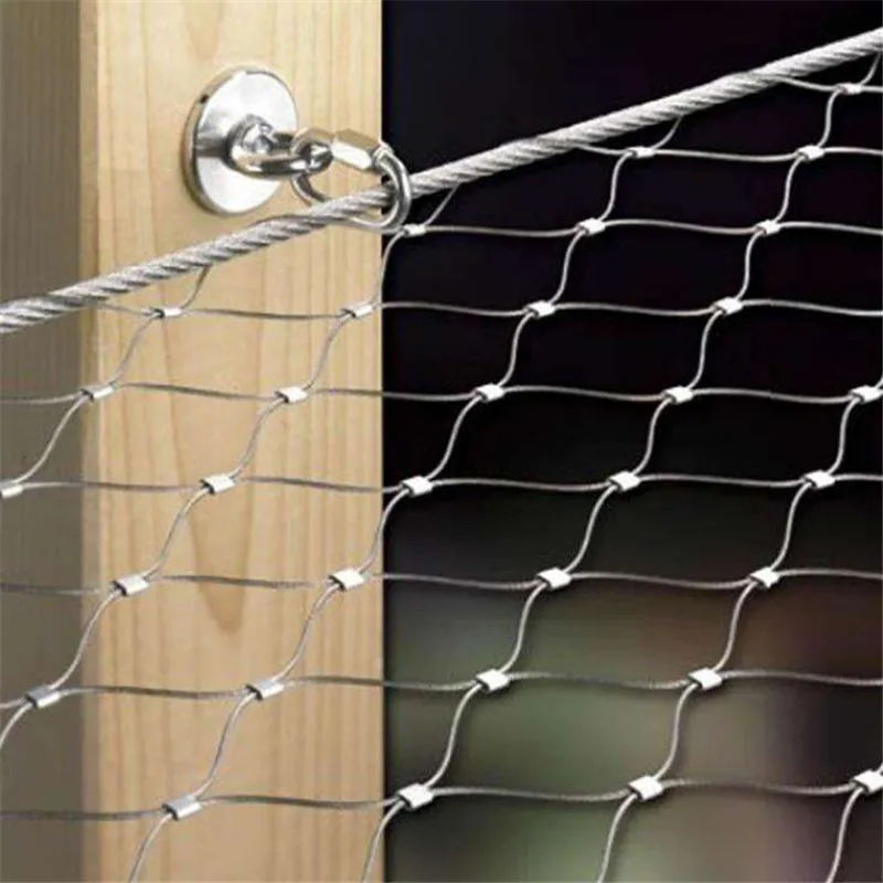 SS 304 Flexible Webnet with Stainless Steel Ferrules Wire Rope Mesh for Fence