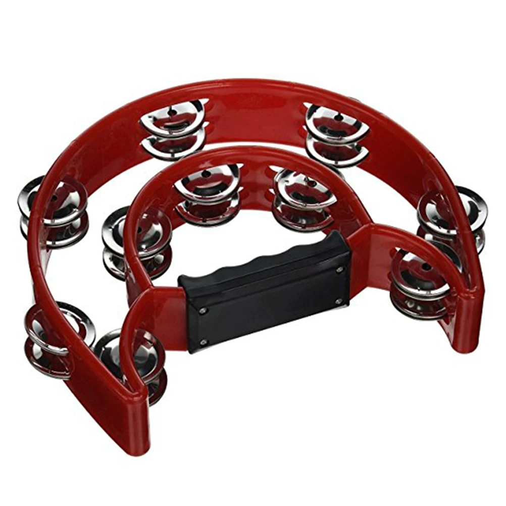 Tambourine Bells Percussion Jingle Handheld Instrument Half Moon Drum Metal Jingles Tambourines Kids Wrist Hand