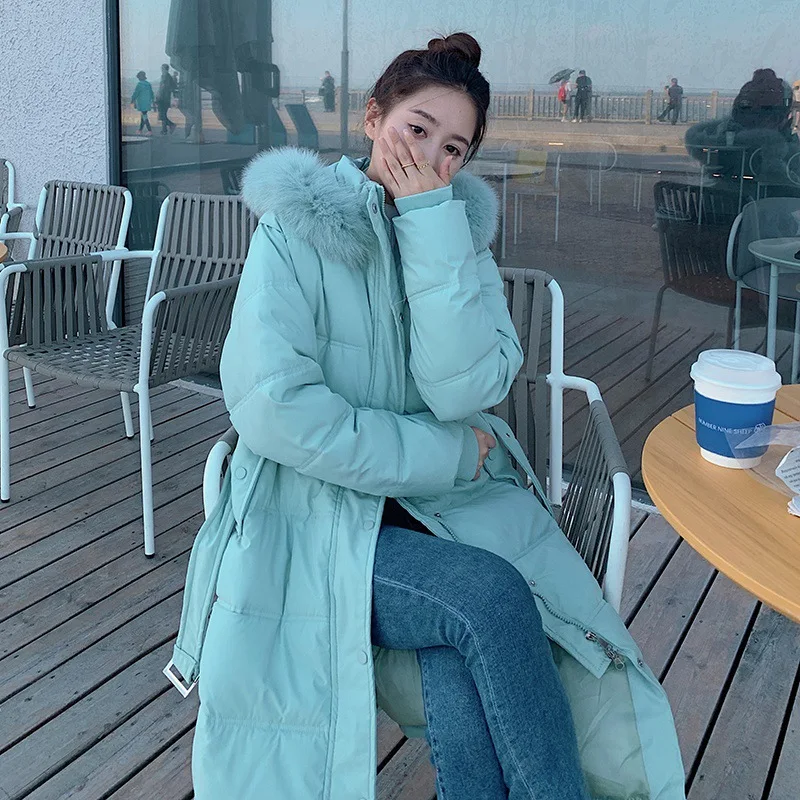 

2021 Newest Fashion Loose Women Jacket Big Fur Hooded Collar Supper Warm Thicken Female Coat Long Sleeve Women Winter Parker