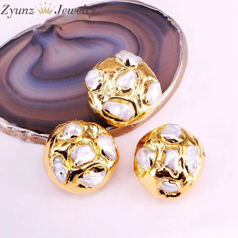 10 шт. золотистые круглые бусины из натурального жемчуга|Бусины| |