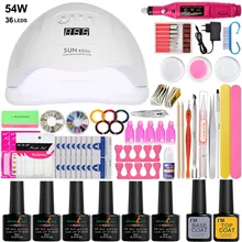 Набор для ногтей 54 Вт/36 Вт УФ светодиодный светильник Сушилка с 6 цветов Набор для маникюра Замачивание маникюрный набор гель лак для ногтей инструменты для дизайна ногтей