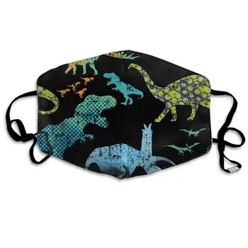 

Abstract Cartoon Little Dinosaur Washable Reusable Mask, Cotton Anti Dust Half Face Mouth Mask For Kids Teens Men Women With