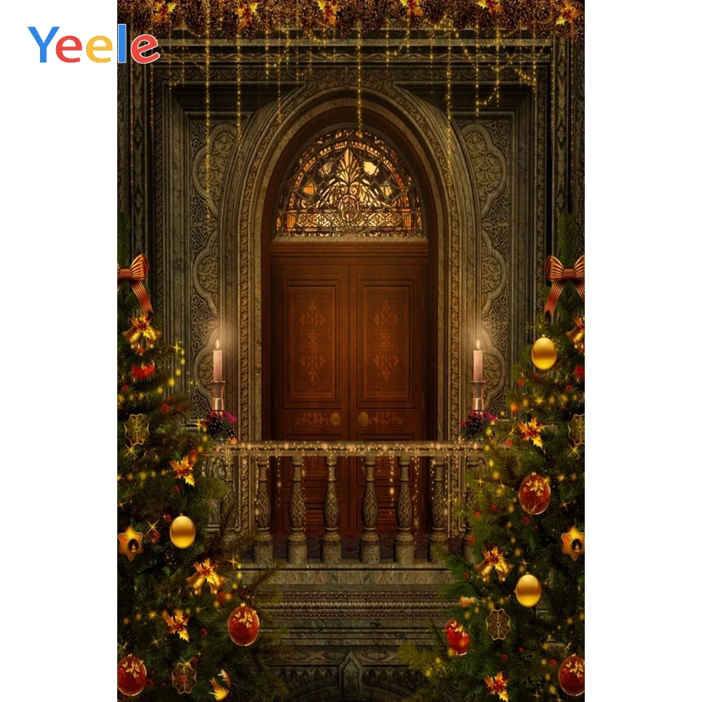 

Yeele Christmas Photography Backdrop Retro Old House Tree Door Newborn Baby Birthday Custom Photo Background For Photo Studio