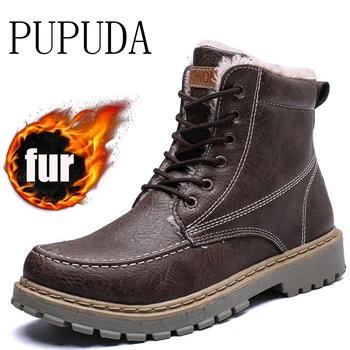 

PUPUDA men boots work trend casual high top shoes male outdoor winter snow boots men new fashion sneakers men chunky sneakers