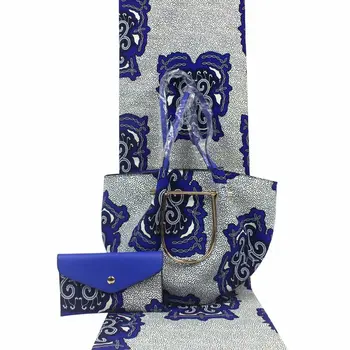 

Hot Sale African Wax Bag Set Fashion Design African Wax Hollandias Woman's Two Wax Handbag Matching 6yards