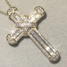 Новинка 925, серебряное, изысканное, Библейский Крест Иисуса, ожерелье для женщин и мужчин, хорошее ювелирное изделие, распятие, шарм, имитация бриллианта, 14K золото