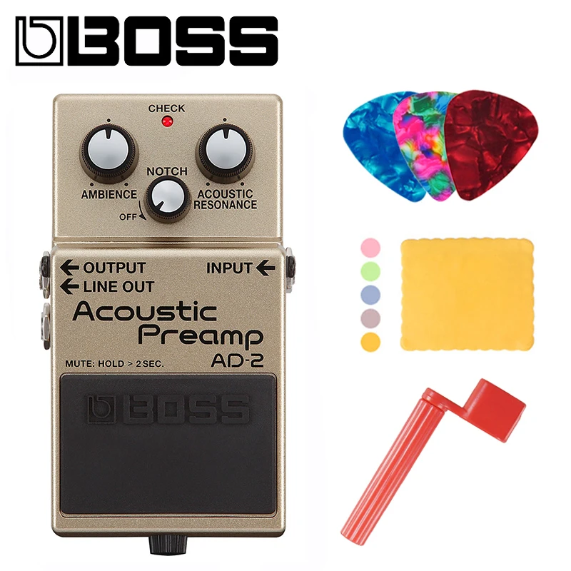 Boss AD-2 акустическая педаль предусилителя для комплект гитары с медиаторами