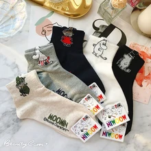 Милые женские Носки с рисунком бегемота Nuuskamuikkunen Pikku myy; теплые хлопковые Дышащие Модные забавные носки с надписью; сезон осень-зима