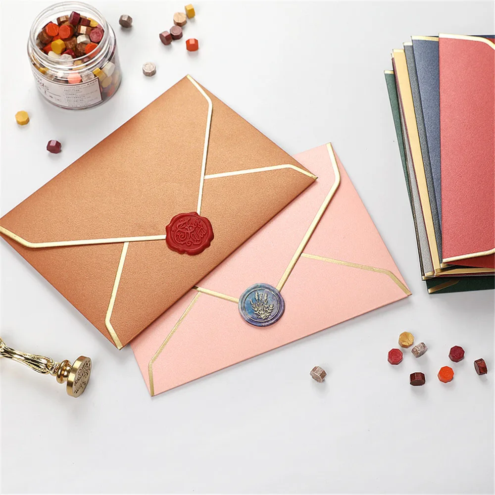 

5pcs/lot Vintage Retro Colored Blank Pearl Paper Envelopes Wedding Party Invitation Envelope Greeting Cards Cute Letter Supplies