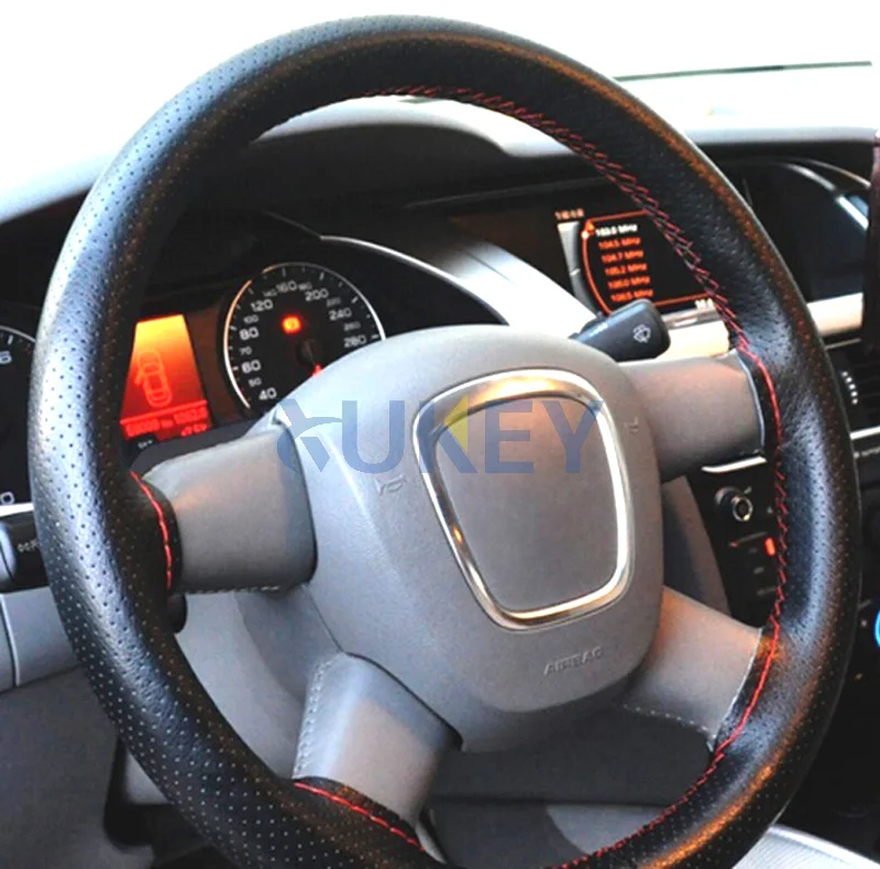DIY PU Leather Auto Car Steering Wheel Cover Hand Sewing 38cm Breathable Steering Wheel Covers steering wheel cover