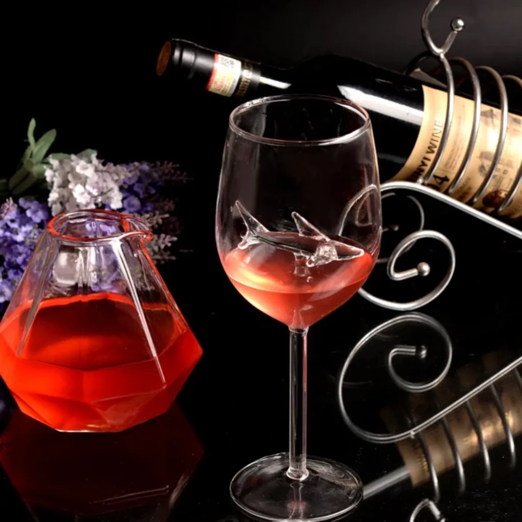 Креативный дом Акула красное вино стеклянная бутылка вина Кристалл для вечерние флейты стекло 300 мл