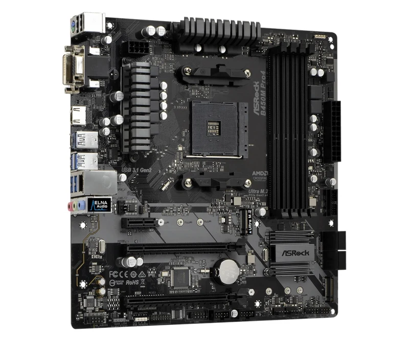 Плата материнская Asrock B450M PRO4 AM4 AMD B450 mATX BOX | Компьютеры и офис