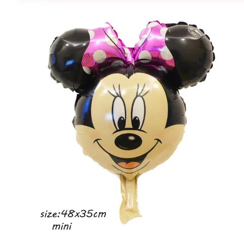 pink Minnie head 10 шт Мини Микки голова алюминиевой фольги Воздушные шары Дети Микки Маус игрушки мяч день рождения украшения мультфильм голова животного шар - Цвет: pink Minnie head