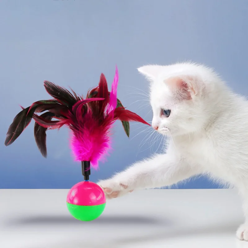 

Feather Tumbler Cat Toy Interactive Teaser Toy Automatic Funny Entertainment Toys For Cat Dogs Pet Supplies Random Color