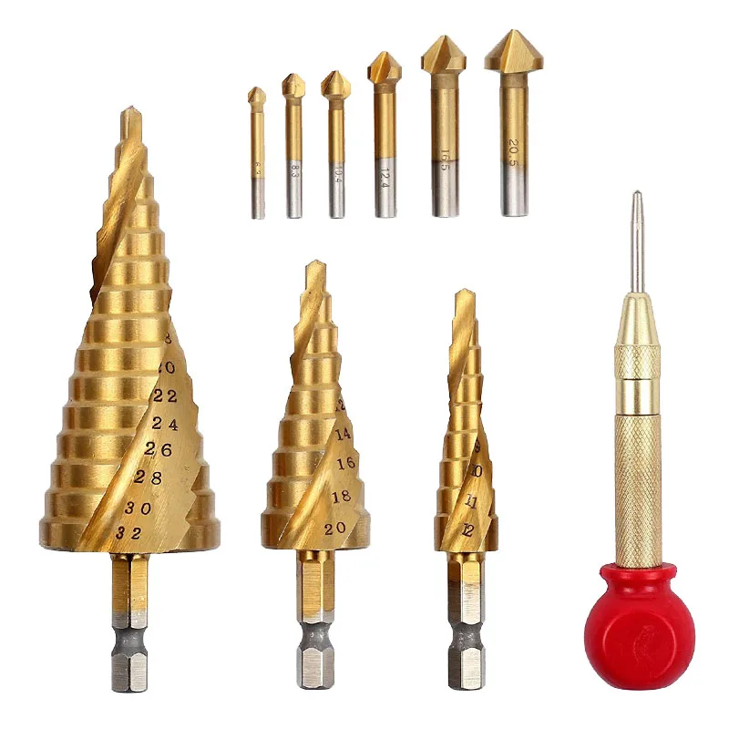 Набор сверл с зенкером комплект из быстрорежущей стали спиральная рифленая