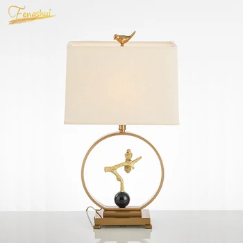 

New Chinese LED Copper Table Lamp Lighting Modern Fabric Lampshade Table Lights Study Bedside Living Room Reading Light Fixtures
