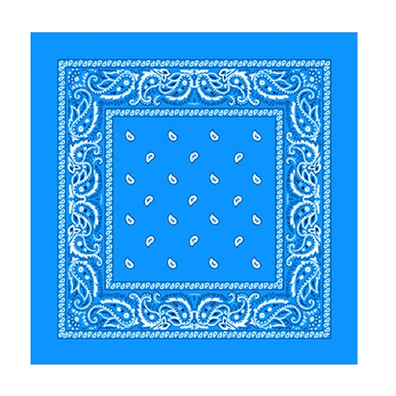 Turquoise Blue Новинка, 1 шт., Повседневная модная льняная бандана в стиле хип-хоп, квадратный шарф, 55 см* 55 см, черная, красная повязка на голову с узором «турецкий огурец», с принтом для женщин, мужчин, мальчиков и девочек - Цвет: Turquoise Blue